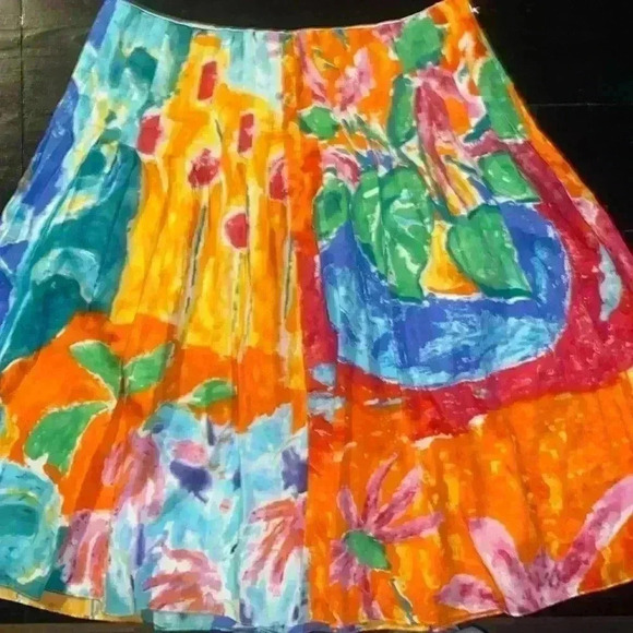 Lauren Ralph Lauren vibrant 100% cotton pleated skirt - Picture 1 of 6